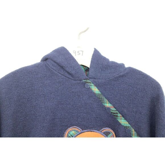 CLASS CLUB BABY FLANNEL HOODED FOOTED BEAR OUTFIT SIZE 6/9M VINTAGE - Picture 2 of 7